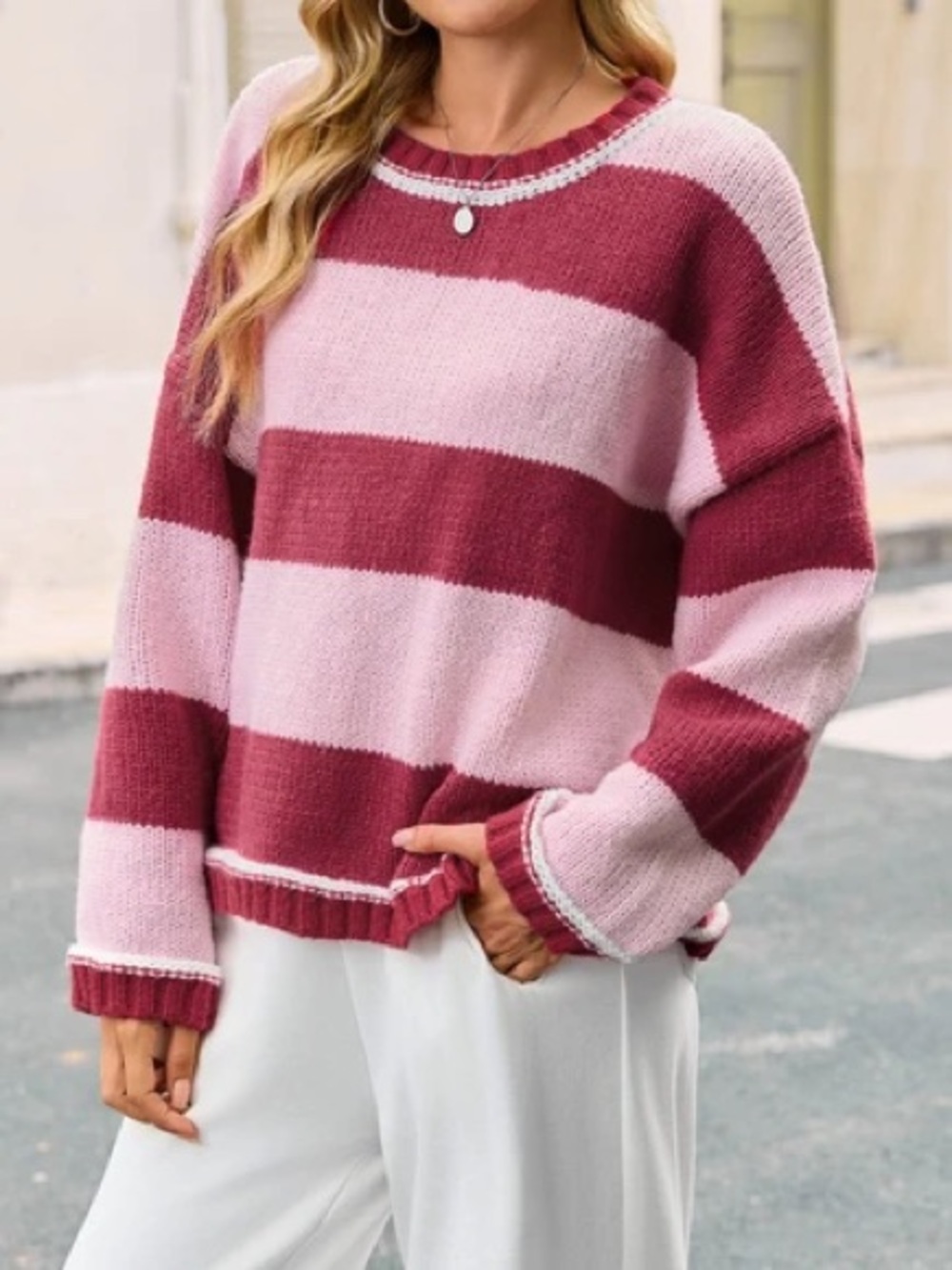 NWT Fisoew Striped Oversized Sweater